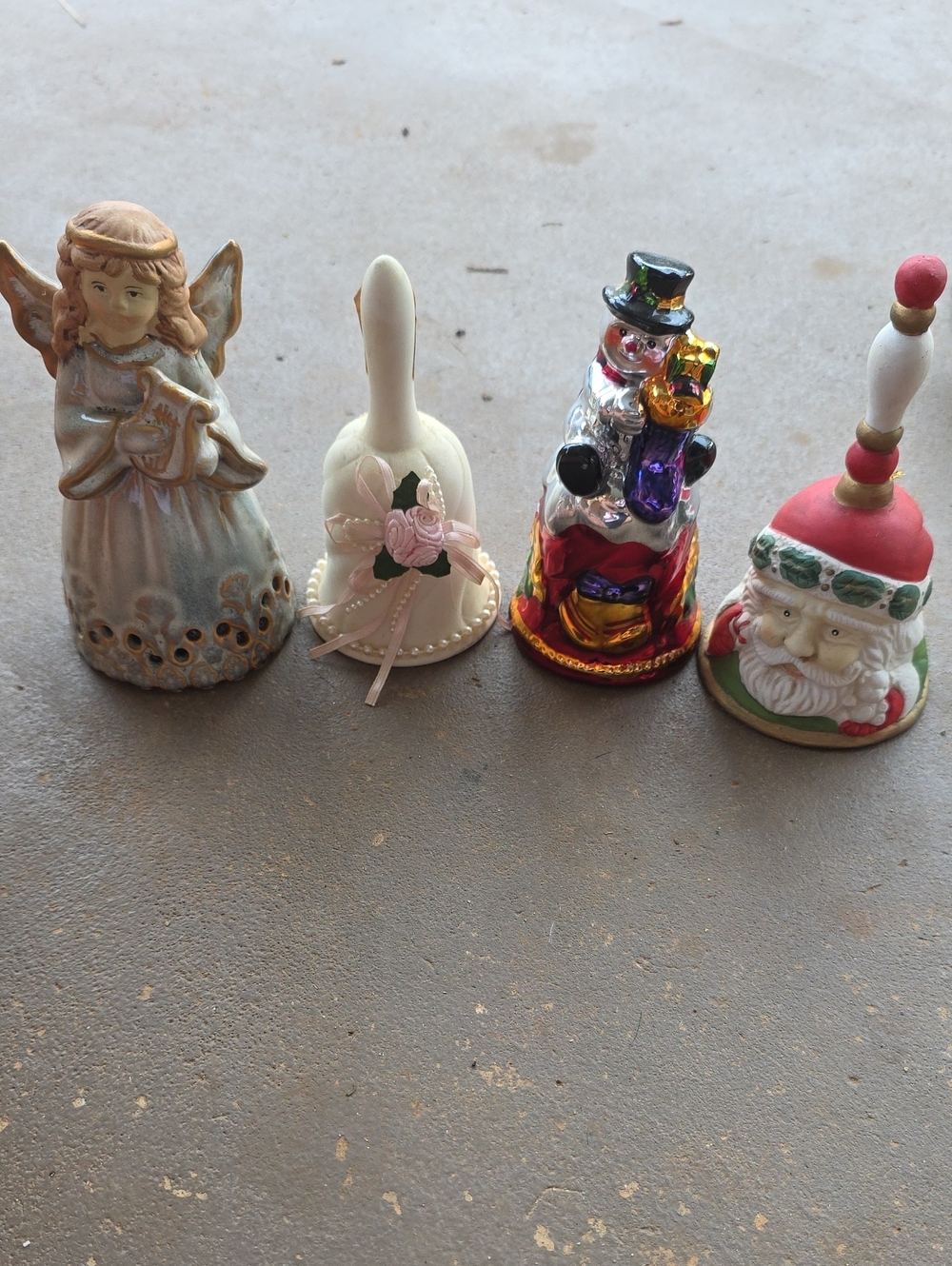 Assorted Decorative Ceramic Bells - Angel, Floral, Snowman, Santa